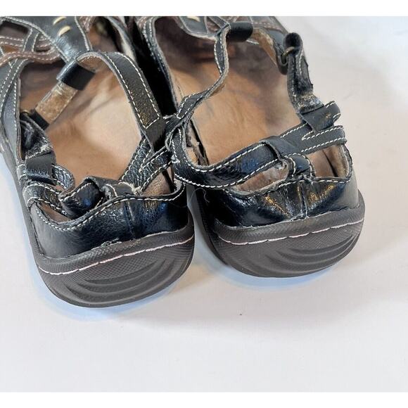 J-41 Jeep Womens 9M Sandals Black Leather Adventure Dune Hiking Rubber Traction - Picture 4 of 7